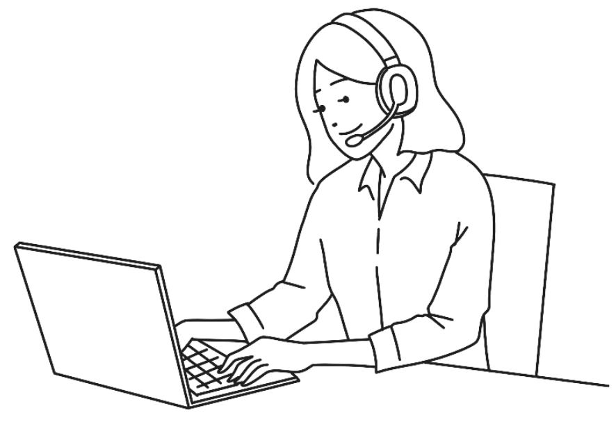 パソコンで対応するオペレーターのイラスト